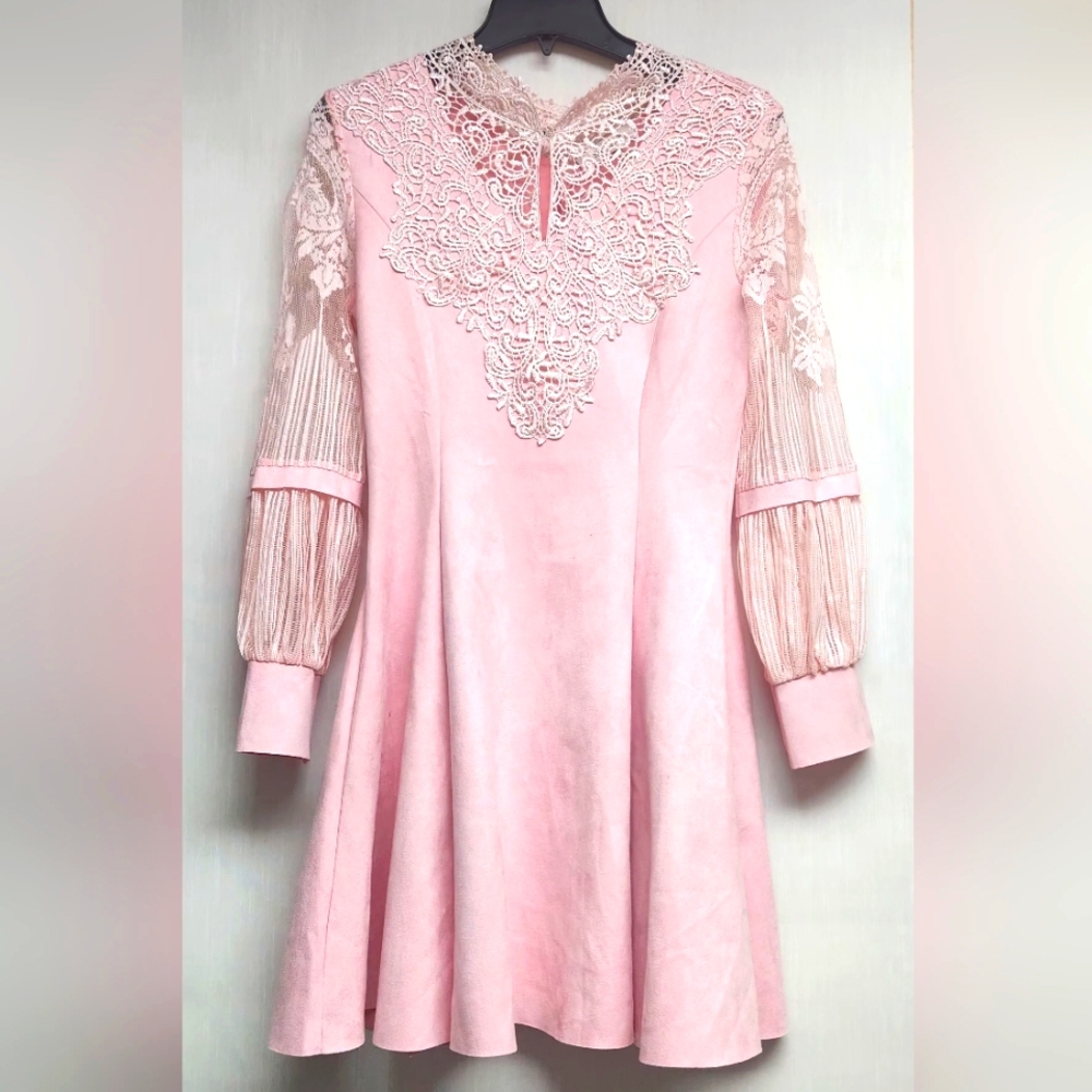 Blue Sky Elegant Pink Lace Dress - Picture 2 of 9